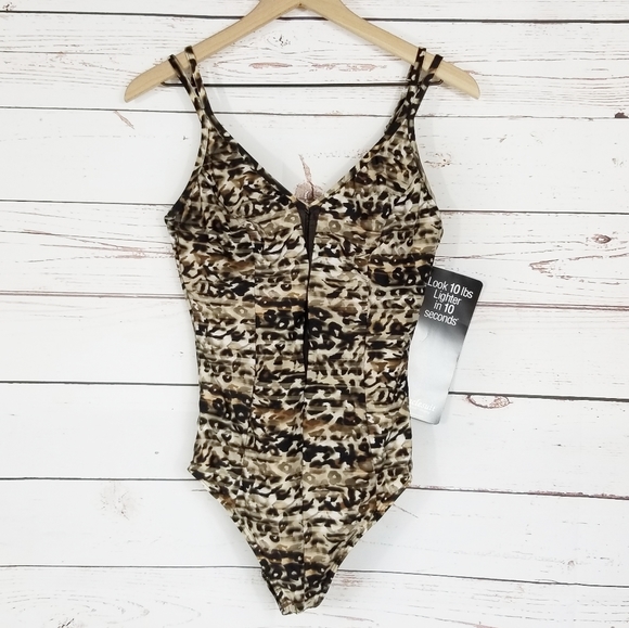 Miraclesuit | Wildside Mesh Plunge One Piece Swimsuit NEW - Picture 2 of 7